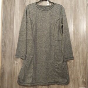 J.Jill FIT Womens M Stretchy Marled/Heathered Gray Shirttail Dress Zip Pockets